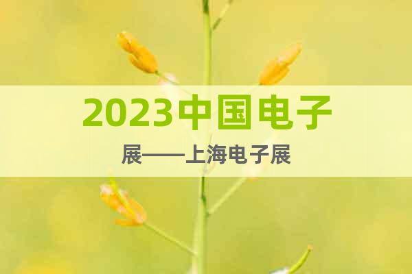 2023中国电子展——上海电子展
