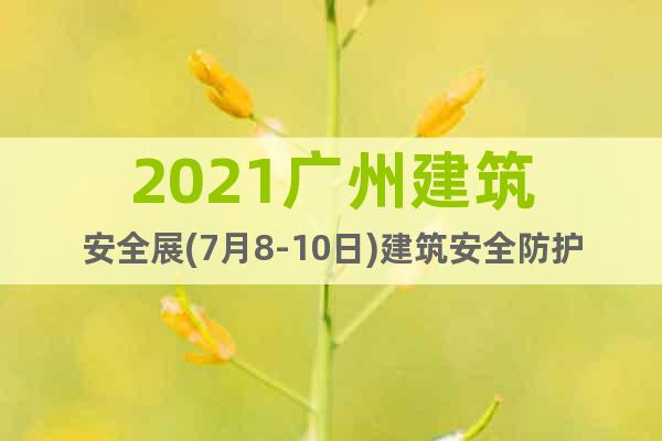 2021廣州建筑安全展(7月8-10日)建筑安全防護(hù)設(shè)備展會(huì)