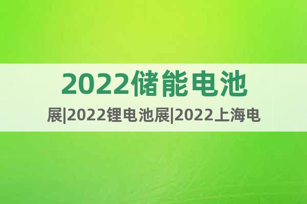 2022储能电池展|2022锂电池展|2022上海电池展