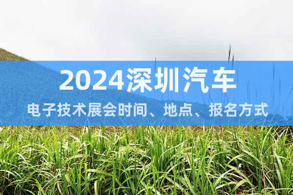 2024深圳汽車電子技術(shù)展會(huì)時(shí)間、地點(diǎn)、報(bào)名方式