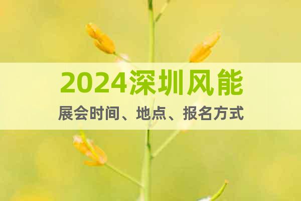 2024深圳風(fēng)能展會(huì)時(shí)間、地點(diǎn)、報(bào)名方式