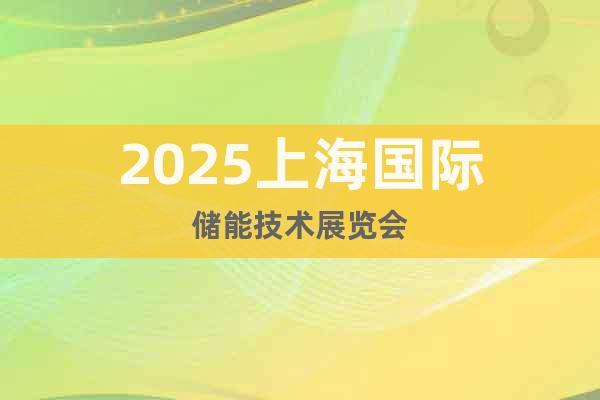 2025上海國際儲能技術展覽會
