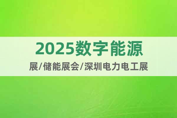 2025數字能源展/儲能展會/深圳電力電工展