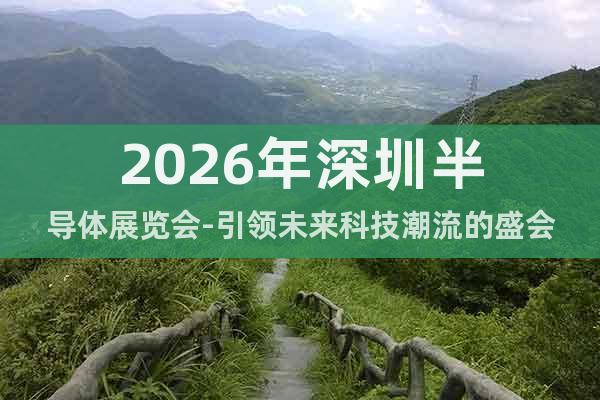 2026年深圳半導體展覽會-引領未來科技潮流的盛會
