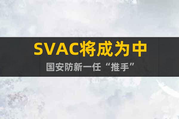 SVAC将成为中国安防新一任“推手”