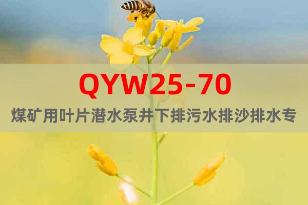 QYW25-70煤矿用叶片潜水泵井下排污水排沙排水专用